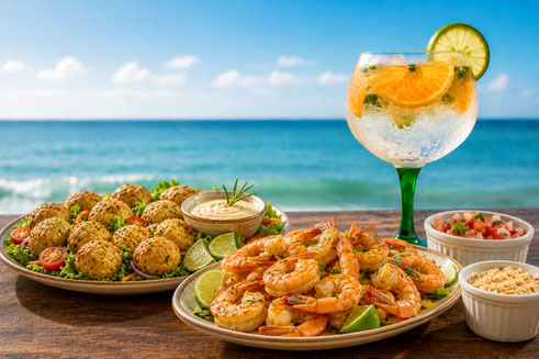 Freiwilligenarbeit Brasilien - Meeresfrüchte am Strand aus der Gourmetkueche Pernambucos
