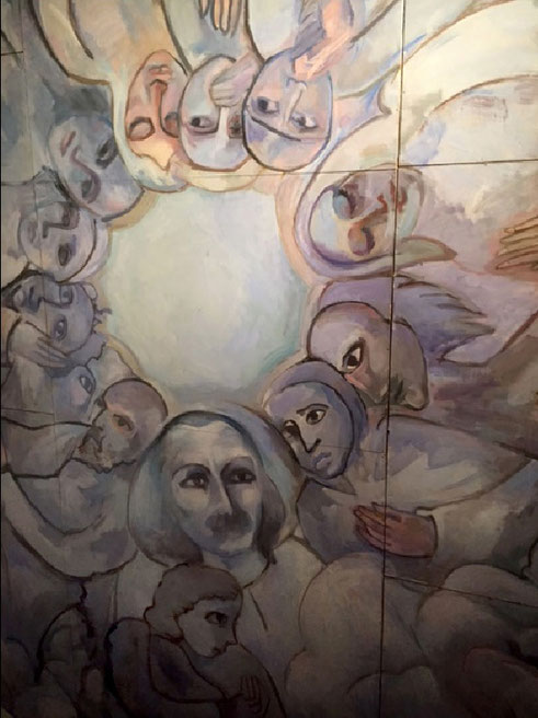 Replica of Helen Dahm's ceiling at the Samadhi - ten foot wide panel. Courtesy of Brent Carter.