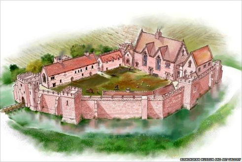 Artist's impression of Weoley castle in its heyday - Birmingham Museums & art Gallery