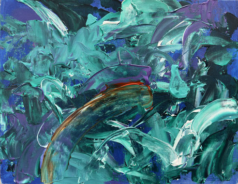 「夜中、乾燥して目が覚めたので水を飲んだ。」　P10号　acrylic on canvas　2024年