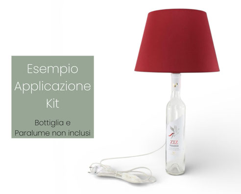 Una lampada bottiglia creata con il nostro kit portalampada e27 oro