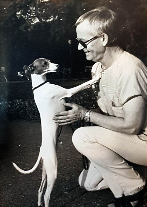 Tex with his pet Whippet