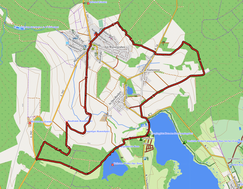 GPXTrack 9 km Rundwanderung zu den mystischen Basaltkugeln, Skulpturen und zur Wasserschloss Ruine