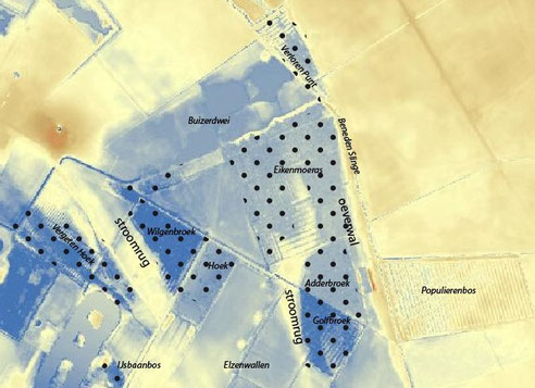 hoogtekaart met broekbossen