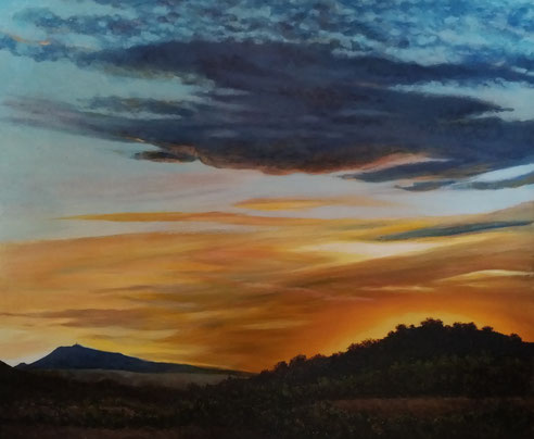 peinture-paysage-hyperrealisme-ciel-orange-violet-bleu-mont-ventoux-provence-lumiere-roussel-meric