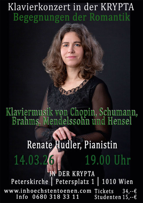 Begegnungen der Romantik –  Klaviermusik von Chopin, Schumann, Brahms, Mendelssohn und Hensel  in der KRYPTA