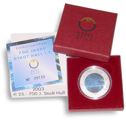 25 Euro Niob Hall Satellit 2003 brilliant uncirculated