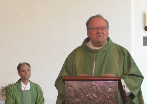 Diakon Thomas Becker während der Predigt am 9. August 2020, Foto: Screenshot