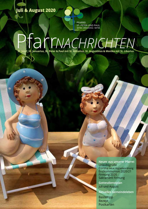Titelseite der Pfarrnachrichten für die Monate Juli und August 2020