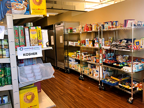 A new floor plan, an expanded kosher section, and shelving units on wheels—for added flexibility and convenience—are among the many ways Jewish Family Service Heldman Family Food Pantry has been upgraded.