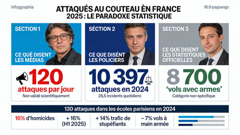 Le paradoxe des attaques au couteau en France en 2025 - Comparaison des sources (médias, police, statistiques officielles)