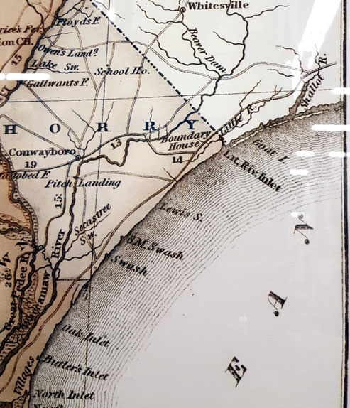 Mid-1800s coastal and Horry County map, before Myrtle Beach township