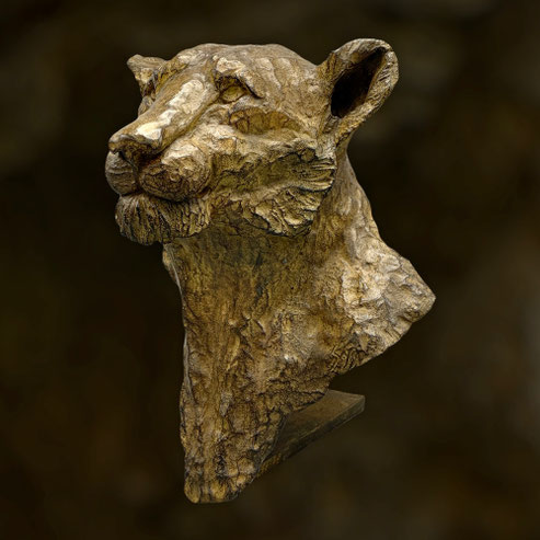 bronze animalier, sculpture, bronze, lionne, Sophie Gérault, art animalier