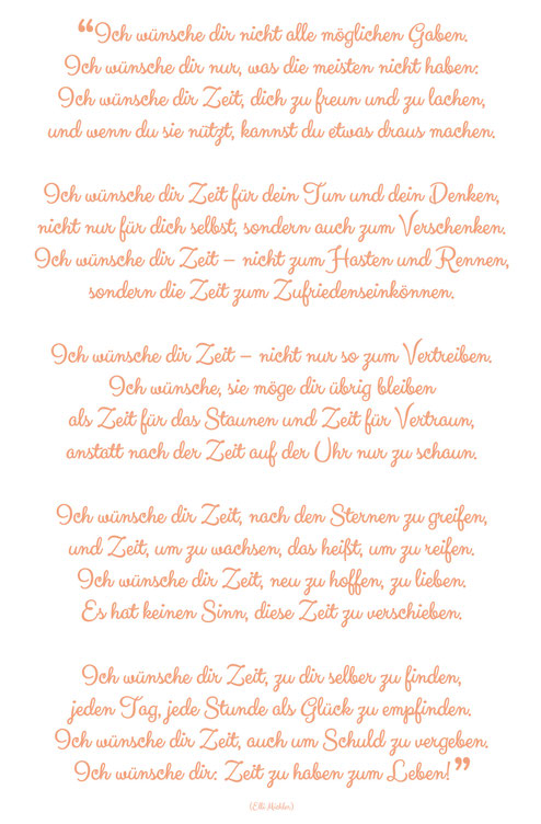 Nature.Impulse - Gedicht "Ich wünsche dir Zeit" von Elli Michler