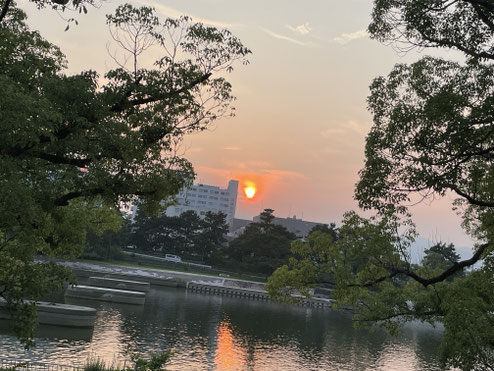 尼崎市武庫川の夕陽