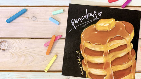 とろーりパンケーキ｜手描きチョークアートの実例｜KANAE CHALK ART.
