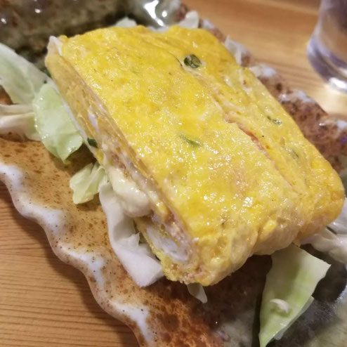 屋台：満龍、料理：博多明太子入玉子焼