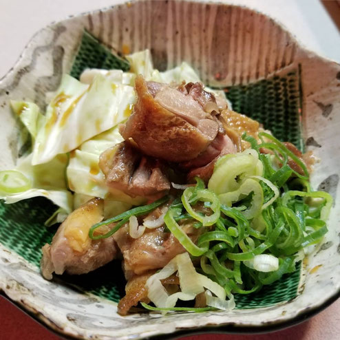 屋台：河ちゃん、料理：地どり塩焼き