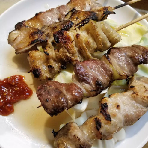 屋台：とん吉、料理：串焼き　おまかせ5本