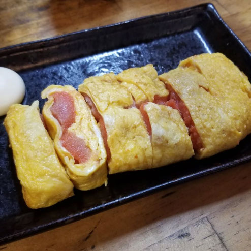 屋台：長浜屋台　どげん家、料理：明太だし巻