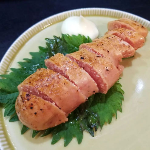 屋台：明太中毒、料理：博多ブランド焼き明太子