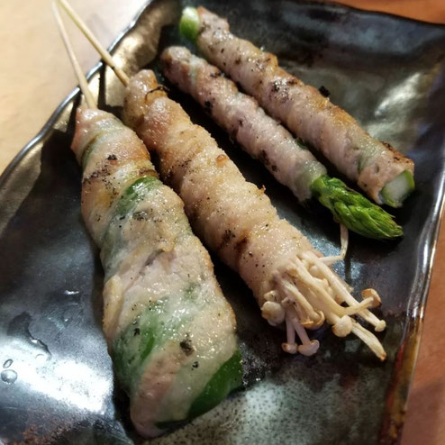 屋台：姫ちゃん、料理：野菜巻き3本盛り