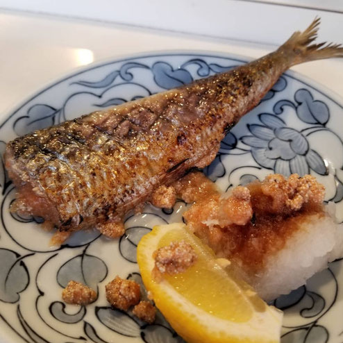 屋台：のんきや、料理：いわし明太