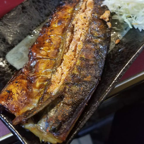 屋台：たけちゃん fr 司、料理：糸島のさば明太子