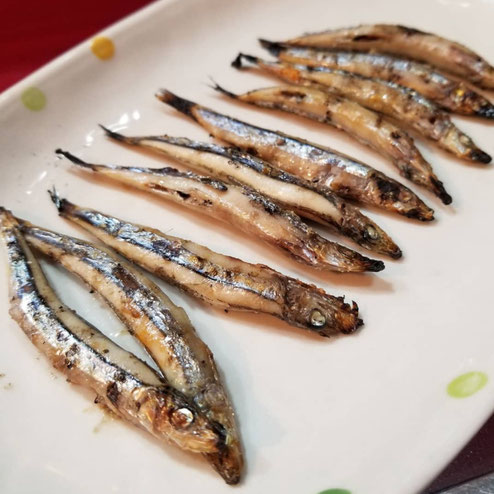 屋台：永ちゃん_ながちゃん、料理：きびなご焼き(一串)