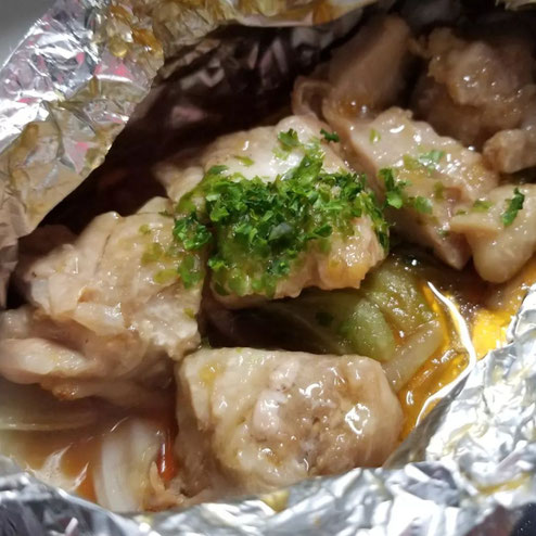 屋台：長浜市民球場、料理：照りてないチキン