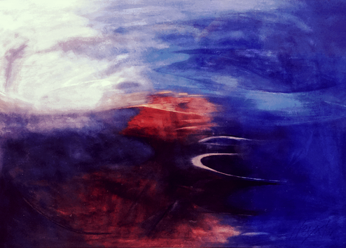 "Selbstbild Nachtflug" / 1996, Öl auf Leinwand, 200x150 cm, Öl auf Leinwand, Privatsammlung München.