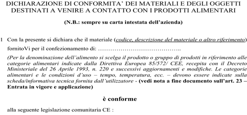 Alimenti e HACCP - MOCA e sicurezza alimentare