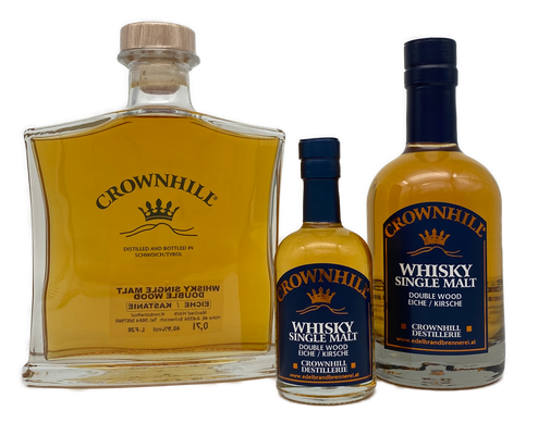 Whisky Single Malt Double Wood  Crownhill Destillerie Brennerei karaffe
