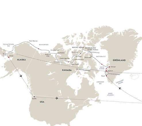 HX Hurtigruten Expeditions Nordwestpassage Routenplan Kreuzfahrt