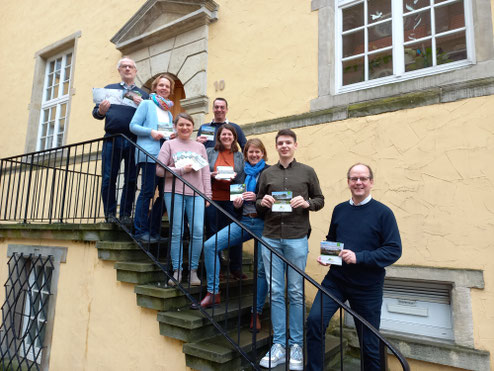 Personen auf dem Foto: v.l.n.r.   Christian Wermert, Nottuln, Projetkoordination – Anne Grütters, Coesfeld – Maike Kamping, Regionalmanagement Leader – Peter Schulze-Isfort, Coesfeld – Judith Schäpers, Billerbeck – Birgit Lenter, Havixbeck – Lennard Gausl