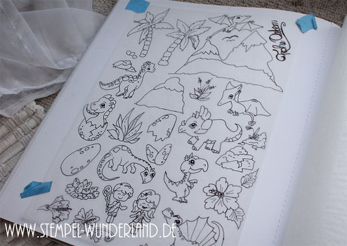 Handgemachte Digi Stamps handmade Digitaler Stempel für Jungs Jungen Boy Dinosaurier Dino von www.stempel-wunderland.de