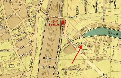 Elektrizitätswerk - Stadtplan 1905