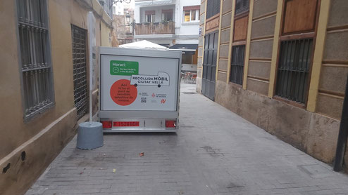Contenedores situados en las calles de Ciutat Vella de Valencias