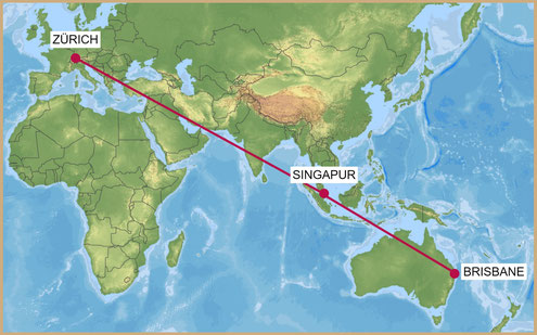 Queensland, Australien, Flüge Singapur Airlines