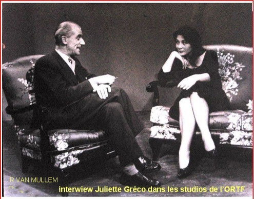 Roger Vanmullem interwiew Juliette Gréco dans les studios de l'ORTF