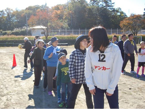 千厩　清田　第12区自治会　「第43回清田地区民運動会」での12区チームの様子　平成31年11月撮影
