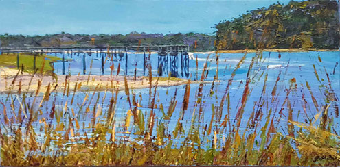 "inlet at Calabash". Acrylic on canvas 12"X24"