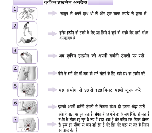 instruction artificial hymen hindi