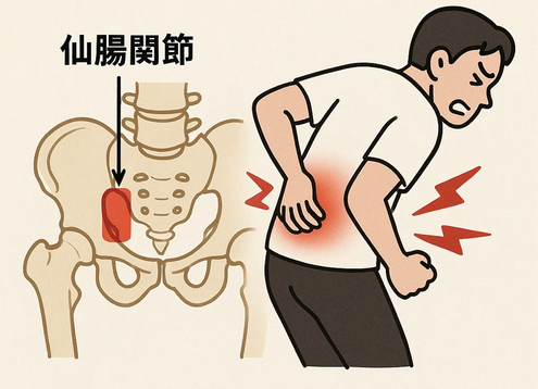 仙腸関節の動きが硬くなると、腰に負担が集中し急な動きでぎっくり腰を引き起すことも。ぎっくり腰の動きを整えると、ぎっくり腰の再発と予防ができます。