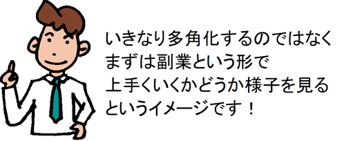 いきなり多角化するのではなく、まずは副業という形で上手くいくかどうか様子を見るというイメージです！