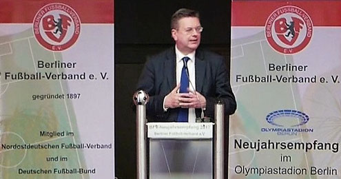 DFB-Präsident Reinhard Grindel beim Neujahrsempfang des Berliner Fußballs. Foto: Enrico Formowitz