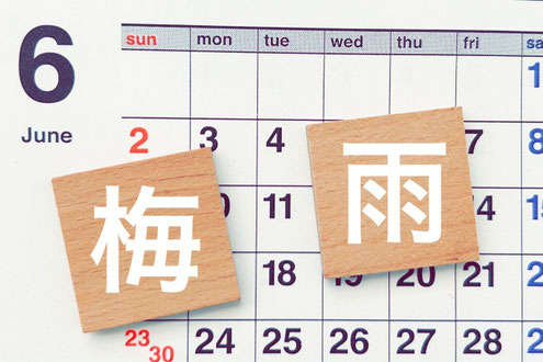 6月のイメージ　梅雨　長雨　紫陽花