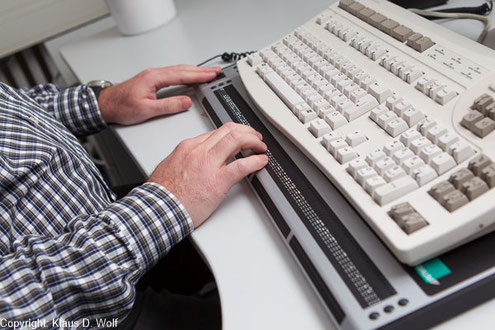 Braillezeile, PC-Tastatur, Foto: Klaus D. Wolf