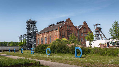 Fördergerüste der Zeche Radbod Schacht 1+2 in Hamm im Ruhrgebiet