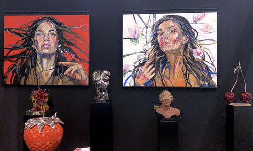 Exhibition of oil painting RED BUTTERFLY and MAGNOLIA TREE in Amsterdam